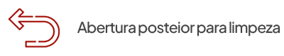 Abertura posteior para limpeza
