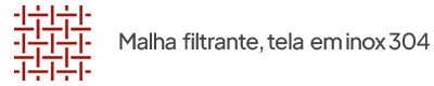 Malha filtrante, tela em inox 304
